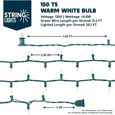 JOYFY Christmas String Lights Outdoor,150 Count Christmas Tree Lights,31.2FT String Lights with Green Wire for Xmas Indoor Party Garden Decorations