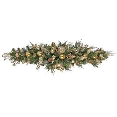HGTV 5' Champagne Wishes Decorated Mixed Greenery Christmas Artificial Mantel Swag
