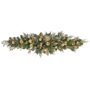 HGTV 5' Champagne Wishes Decorated Mixed Greenery Christmas Artificial Mantel Swag - 1 of 3