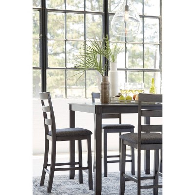 Charcoal Gray 5-Piece Counter Height Dining Set with Textured Upholstery