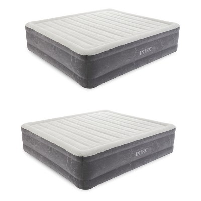 Intex 18-Inch King-Sized Inflatable Fiber-Tech Elevated Premium Plush Comfort Air Mattress Bed with Built-In Pump and Dura-Beam Technology (2 Pack)