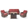 Buenhomino Patio Furniture Set with Fire Pit Table 50,000 BTU,5 Piece Wicker Outdoor Conversation Sets,Outdoor Swivel Rocker Chairs Patio Sofa - 3 of 4