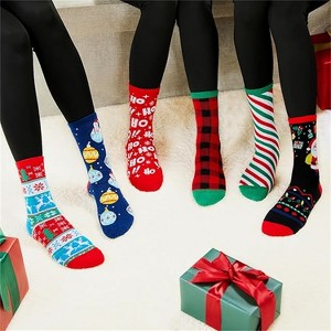 Joyfy 6 PCS Christmas Socks, Winter Warm Cotton HO Plaid Crew Socks for Women, Holiday Birthday & Xmas Party Gifts - 1 of 4