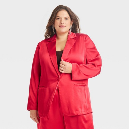 Women's Satin Blazer - A New Day™ Red 3x : Target