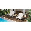 MAYEERTY Outdoor Dining Set 3 Pack Acacia Side Table Pool Chairs for Lawn Deck Beach Beige White - 3 of 4