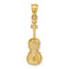 Black Bow Jewelry 14k Yellow Gold Polished Violin Pendant - 3 of 4