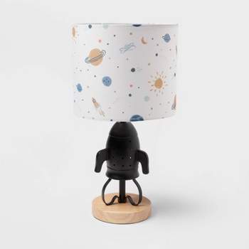Spaceship Figural Kids' Table Lamp Black - Pillowfort™