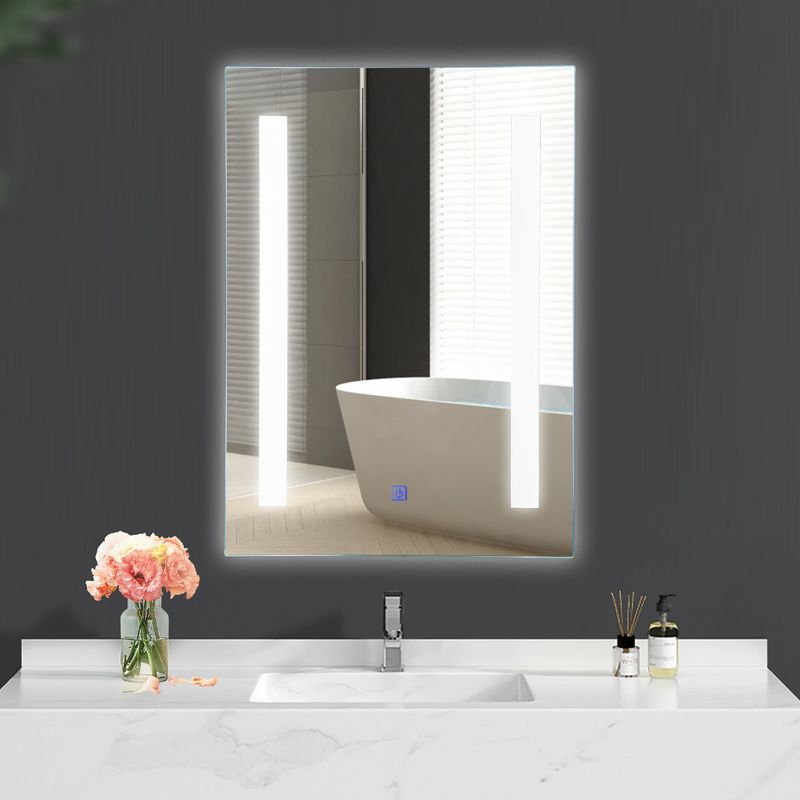 Costway Bathroom LED Mirror Wall-mounted 3-Color Dimmable Touch Button 27.5” x 20”, 2 of 10