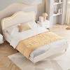 Full/ Twin/ Queen Velvet Upholstered Platform Bed frame with Adjustable Headboard and Footboard, Wooden Slats Support, No Box Spring Needed, Beige - 3 of 4