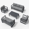 LayinSun 5 Pieces Aluminum Outdoor Patio Furniture Set, Metal Modern Conversation Sofa Set with Coffee Table and Washable Thick Cushions - 2 of 4