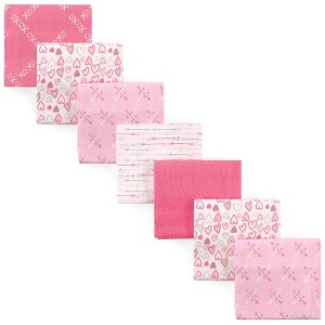 Luvable Friends Baby Girl Cotton Flannel Receiving Blankets, Love 7-Pack, One Size - 1 of 2