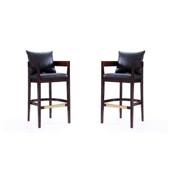 Set of 2 Ritz Upholstered Beech Wood Barstools Black - Manhattan Comfort