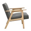 Fabric Upholstery Solid Rubberwood Contemporary Wood-Arm Accent Chair with Dacron Foam Seat, Attached Cushions and Natural Finish Frame - 3 of 4