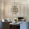 ALOADECOR Modern Glam Crystal Chandelier Luxury Unique Matte Black Hanging Pendant with Clear K9 Crystal Panel for Living Room Foyer - 2 of 4
