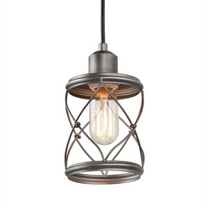 LNC Mocha 1-Lights 5" Framhouse Cylinder Pendant  Lights, Brushed Gray - 1 of 4