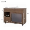 Mid-Century Modern Cat Litter Box Enclosure Side Table with Storage, 35.5" Walnut Buffet Cabinet with Wheels for Living Room-3irtyhousy - 4 of 4