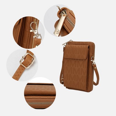 MKF Collection Phone Wallet Crossbody Women’s Vegan Leather Zip Around Organizer, Caddy | MKF Collection by Mia K - Beige — фото 4