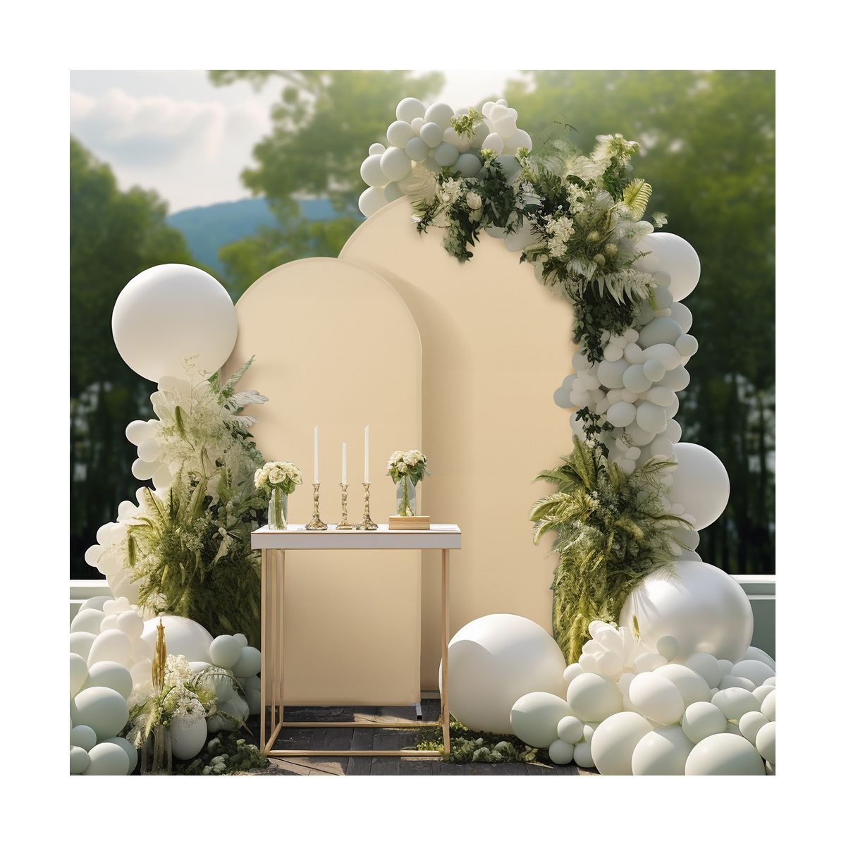 6.6ft Wedding Arch Cover Dual-Sided Color Round Top Arch Backdrop Stands with Zipper Elastic Backdrop Cover for Birthday Party Ceremony Banquet Decor