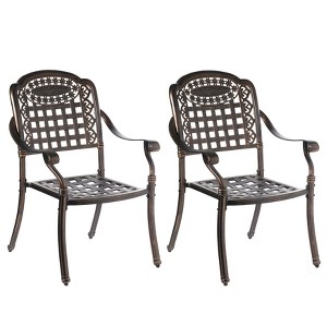 Gardenised Indoor and Outdoor Bronze Dinning Set 2 Chairs Cast Aluminum. - 1 of 4