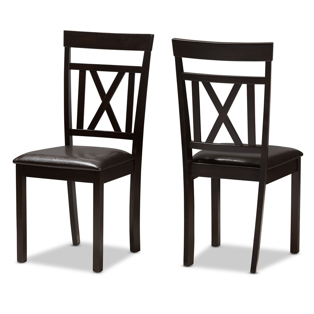 Photos - Chair Set of 2 Rosie Modern And Contemporary Faux Leather Upholstered Dining Cha