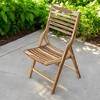 HomeRoots 22" Brown Solid Wood Outdoor Folding Dining Chair - 2 of 4