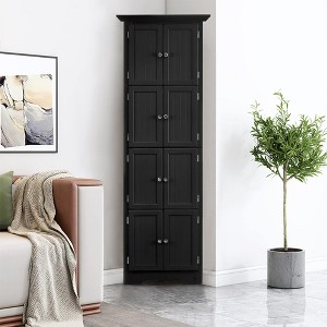 TiramisuBest Tall Storage Cabinet with Doors and 4 Shelves for Living Room, Kitchen, Office, Bedroom, Bathroom, Modern, Black - 1 of 4