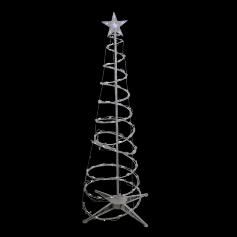Northlight 5' Pure White Led Lighted Spiral Cone Tree Outdoor Christmas ...