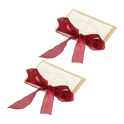 Unique Bargains Wedding Vows Books Ribbon Card 6.7x4.7 Inch 2 Pcs