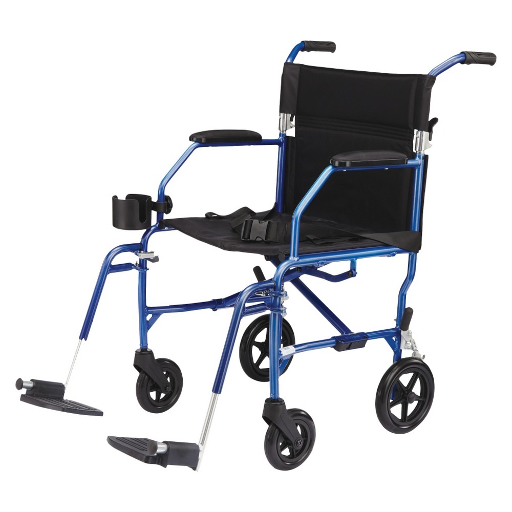 Medline Ultralight Transport Chair, Blue