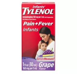 Infants' Tylenol Pain Reliever and Fever Reducer Liquid Drops - Acetaminophen - Grape - 1 fl oz