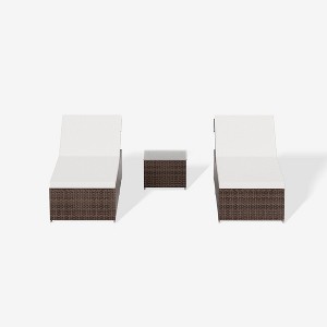 WestinTrends 3-Piece Outdoor Wicker Chaise Lounge Set with Side Table - 1 of 3