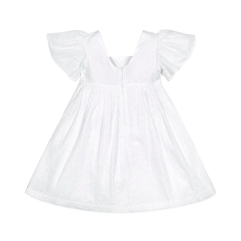 Hope & Henry Girls' Flutter Sleeve Eyelet Empire Dress, Infant, 3 of 5