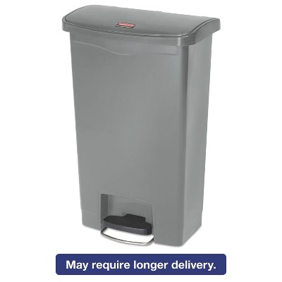 Rubbermaid Commercial Slim Jim Resin Step-On Container Front Step Style 13 gal Gray 1883602