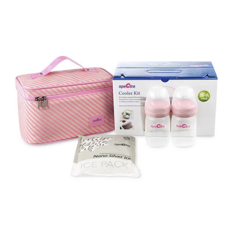 Spectra Pink Cooler with Ice Pack and Breast Milk Bottles Kit, 3 of 6