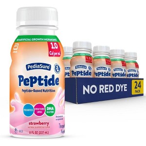 PediaSure Peptide 1.0 Cal Nutrition Liquid Bottle Strawberry 8 Oz  Peptide-Based High-Calorie Nutrition for Children with Digestive Needs  Case of 24 - 1 of 4