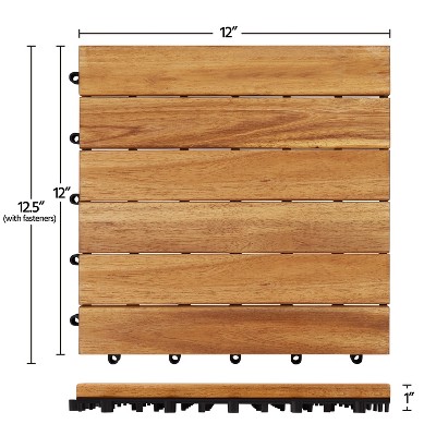 Yaheetech Pack of 27 Interlocking Wood Flooring Tiles, Natural Wood-Stripe