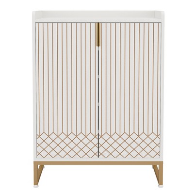 Lirago White 5-Tier Shoe Cabinet E1 MDF Metal Frame 29.52x13.78x41.34 Holds 20 Pairs Shoes Storage Organizer