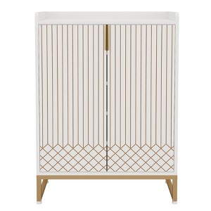 Lirago White 5-Tier Shoe Cabinet E1 MDF Metal Frame 29.52x13.78x41.34 Holds 20 Pairs Shoes Storage Organizer - 1 of 4