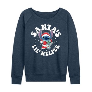 Women's - Lilo and Stitch - Santas Lil Helper Christmas Lightweight French Terry Slouchy - 1 of 4