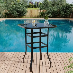 2-Piece Outdoor Swivel Bar Chairs with High Back & Armrests, Weather-Resistant Patio Stools, Counter Height Rotating Chairs for Deck, Lawn & Garden - 1 of 3