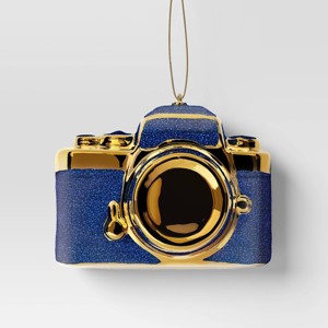 Christmas Blue Glass Camera Ornament - Wondershop™ - 1 of 3