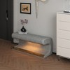 Angel Sar Entryway Bench with LED Sensor Light, Modern Leather Upholstered Bench Shoe Bench with Sturdy Metal Legs - 2 of 4