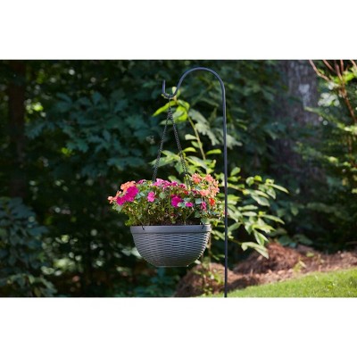 12" Dark Brown Resin Wicker Hanging Basket Planter