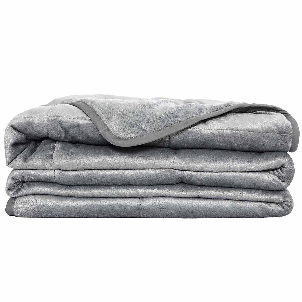 Photos - Duvet Machine Washable Faux Mink 12lbs Weighted Blanket Silver Gray - PUR & CALM
