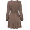 Womens Dress Surplice Dress V Neck Dress Smocked Waist Dress Casual Mini Dress Peplum Wasit Dress - 2 of 4