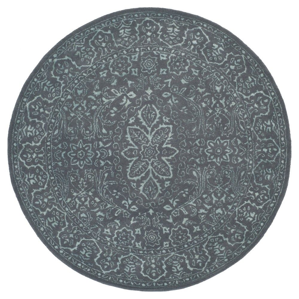 Opal/Gray Botanical Tufted Round Area Rug - (6' Round) - Safavieh