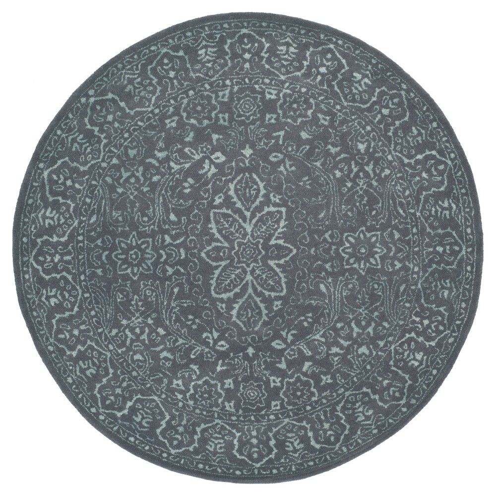 Opal/Gray Botanical Tufted Round Area Rug - (6' Round) - Safavieh