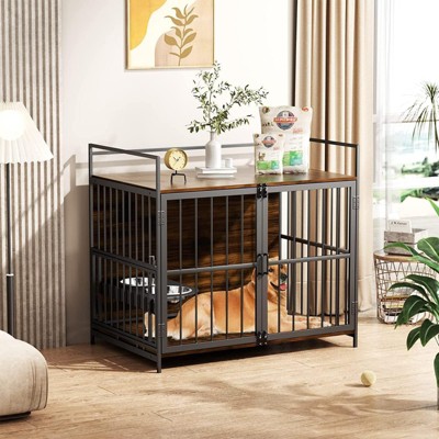 VisioGear 41" Dog Crate Furniture-Style Cages for Large Dogs Indoor, Brown, 41"*23.6"*35.8"