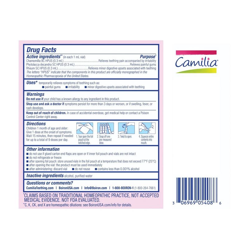 Boiron Camilia Homeopathic Medicine For Teething Relief  -  15 Dropper, 2 of 5