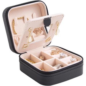HTUTWOO Travel jewelry case Travel jewelry box Travel Jewelry Organizer Small Jewelry Organizer Box for Girls Women with Mirror - 1 of 4